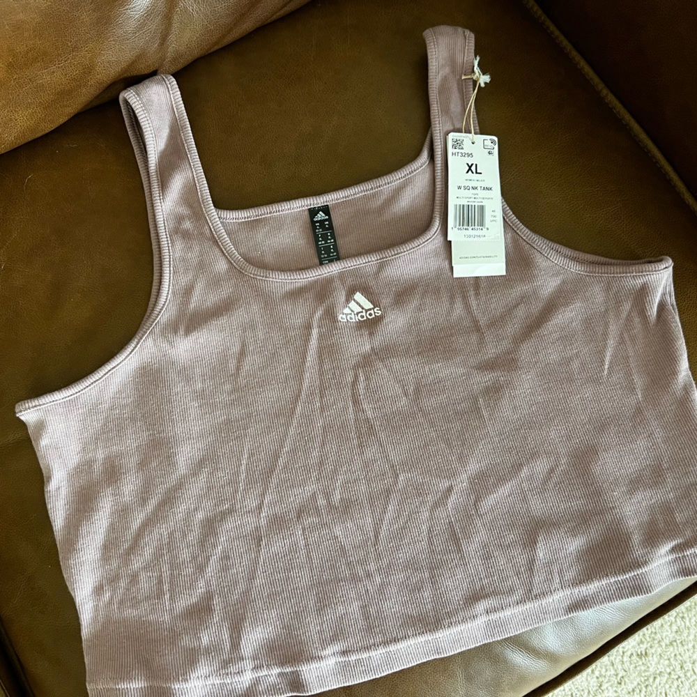 NWT Adidas ribbed square neck tank crop top